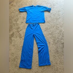 Ribbed blue lounge set